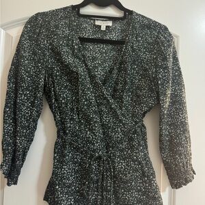 Lucky brand Green floral Wrap Blouse